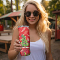 Kakapo New Zealand Christmas Skinny Tumbler Meri Kirihimete Pohutukawa - Red Color LT14 - Polynesian Pride