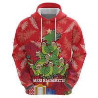 Kakapo New Zealand Christmas Zip Hoodie Meri Kirihimete Pohutukawa - Red Color LT14 - Polynesian Pride