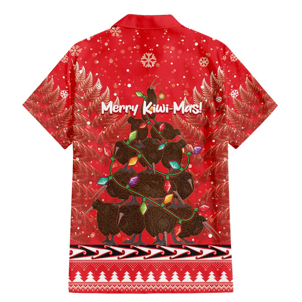 Kiwi New Zealand Christmas Family Matching Mermaid Dress and Hawaiian Shirt Meri Kirihimete Silver Fern - Red Color LT14 - Polynesian Pride