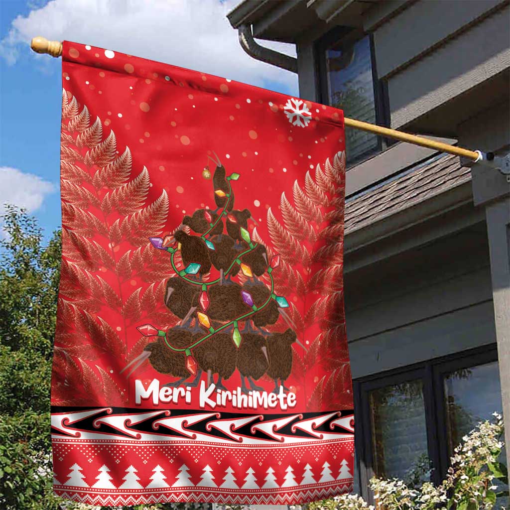 Kiwi New Zealand Christmas Garden Flag Meri Kirihimete Silver Fern - Red Color LT14 - Polynesian Pride