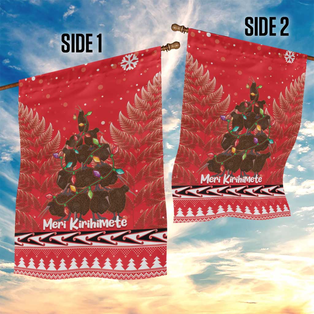 Kiwi New Zealand Christmas Garden Flag Meri Kirihimete Silver Fern - Red Color LT14 - Polynesian Pride