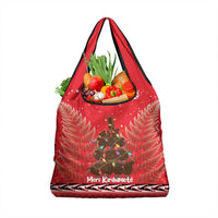 Kiwi New Zealand Christmas Grocery Bag Meri Kirihimete Silver Fern - Red Color LT14 1-pack One Size Red - Polynesian Pride