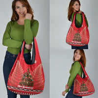 Kiwi New Zealand Christmas Grocery Bag Meri Kirihimete Silver Fern - Red Color LT14 - Polynesian Pride
