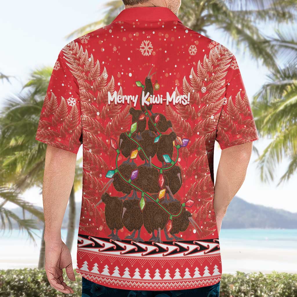 Kiwi New Zealand Christmas Hawaiian Shirt Meri Kirihimete Silver Fern - Red Color LT14 - Polynesian Pride