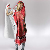 Kiwi New Zealand Christmas Hooded Blanket Meri Kirihimete Silver Fern - Red Color LT14 - Polynesian Pride