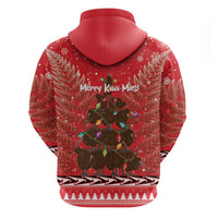 Kiwi New Zealand Christmas Hoodie Meri Kirihimete Silver Fern - Red Color LT14 - Polynesian Pride