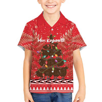 Kiwi New Zealand Christmas Kid Hawaiian Shirt Meri Kirihimete Silver Fern - Red Color LT14 Kid Red - Polynesian Pride