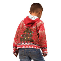 Kiwi New Zealand Christmas Kid Hoodie Meri Kirihimete Silver Fern - Red Color LT14 - Polynesian Pride