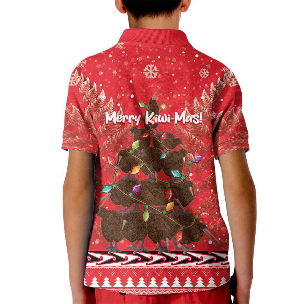 Kiwi New Zealand Christmas Kid Polo Shirt Meri Kirihimete Silver Fern - Red Color LT14 - Polynesian Pride