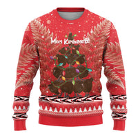Kiwi New Zealand Christmas Ugly Christmas Sweater Meri Kirihimete Silver Fern - Red Color LT14 - Polynesian Pride