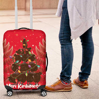 Kiwi New Zealand Christmas Luggage Cover Meri Kirihimete Silver Fern - Red Color LT14 Red - Polynesian Pride