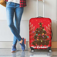 Kiwi New Zealand Christmas Luggage Cover Meri Kirihimete Silver Fern - Red Color LT14 - Polynesian Pride