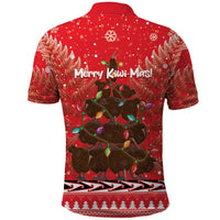Kiwi New Zealand Christmas Polo Shirt Meri Kirihimete Silver Fern - Red Color LT14 - Polynesian Pride