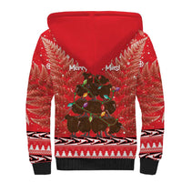 Kiwi New Zealand Christmas Sherpa Hoodie Meri Kirihimete Silver Fern - Red Color LT14 - Polynesian Pride