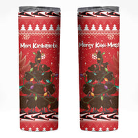 Kiwi New Zealand Christmas Skinny Tumbler Meri Kirihimete Silver Fern - Red Color LT14 Red - Polynesian Pride