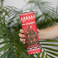 Kiwi New Zealand Christmas Skinny Tumbler Meri Kirihimete Silver Fern - Red Color LT14 - Polynesian Pride