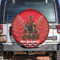 Kiwi New Zealand Christmas Spare Tire Cover Meri Kirihimete Silver Fern - Red Color LT14 Red - Polynesian Pride