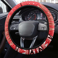 Kiwi New Zealand Christmas Steering Wheel Cover Meri Kirihimete Silver Fern - Red Color LT14 - Polynesian Pride