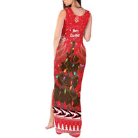 Kiwi New Zealand Christmas Tank Maxi Dress Meri Kirihimete Silver Fern - Red Color LT14 - Polynesian Pride