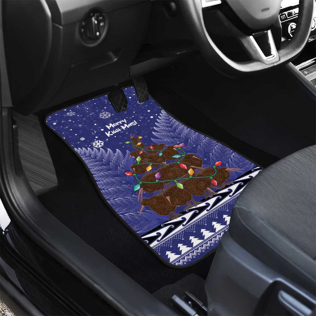 Kiwi New Zealand Christmas Car Mats Meri Kirihimete Silver Fern - Blue Color LT14 - Polynesian Pride