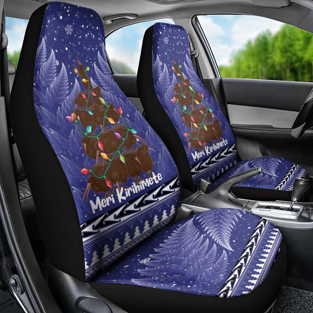 Kiwi New Zealand Christmas Car Seat Cover Meri Kirihimete Silver Fern - Blue Color LT14 - Polynesian Pride