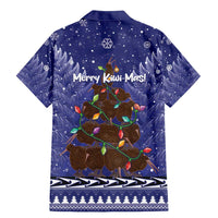 Kiwi New Zealand Christmas Family Matching Mermaid Dress and Hawaiian Shirt Meri Kirihimete Silver Fern - Blue Color LT14 - Polynesian Pride