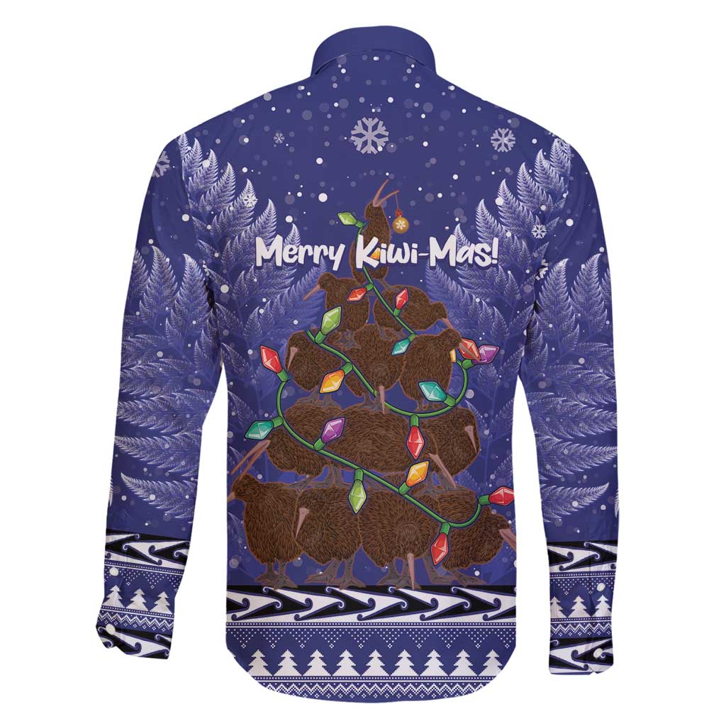 Kiwi New Zealand Christmas Family Matching Off Shoulder Short Dress and Hawaiian Shirt Meri Kirihimete Silver Fern - Blue Color LT14 - Polynesian Pride