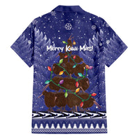 Kiwi New Zealand Christmas Family Matching Puletasi and Hawaiian Shirt Meri Kirihimete Silver Fern - Blue Color LT14 - Polynesian Pride