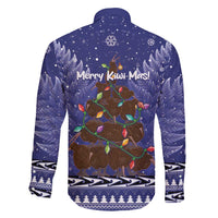 Kiwi New Zealand Christmas Family Matching Puletasi and Hawaiian Shirt Meri Kirihimete Silver Fern - Blue Color LT14 - Polynesian Pride
