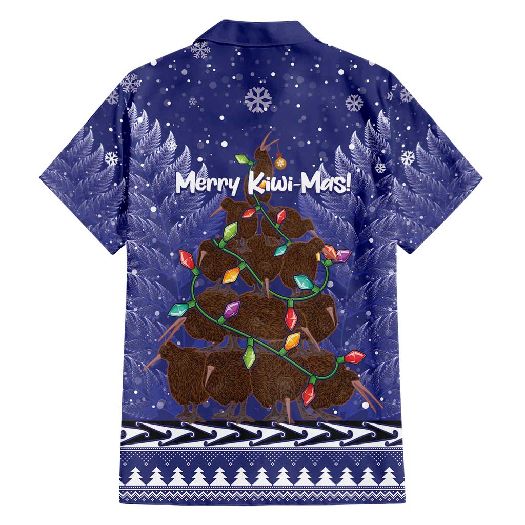 Kiwi New Zealand Christmas Family Matching Short Sleeve Bodycon Dress and Hawaiian Shirt Meri Kirihimete Silver Fern - Blue Color LT14 - Polynesian Pride