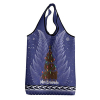 Kiwi New Zealand Christmas Grocery Bag Meri Kirihimete Silver Fern - Blue Color LT14 - Polynesian Pride