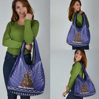 Kiwi New Zealand Christmas Grocery Bag Meri Kirihimete Silver Fern - Blue Color LT14 - Polynesian Pride