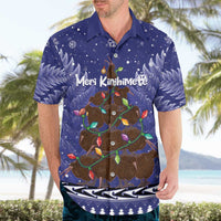 Kiwi New Zealand Christmas Hawaiian Shirt Meri Kirihimete Silver Fern - Blue Color LT14 - Polynesian Pride