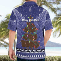 Kiwi New Zealand Christmas Hawaiian Shirt Meri Kirihimete Silver Fern - Blue Color LT14 - Polynesian Pride