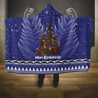 Kiwi New Zealand Christmas Hooded Blanket Meri Kirihimete Silver Fern - Blue Color LT14 - Polynesian Pride