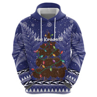 Kiwi New Zealand Christmas Hoodie Meri Kirihimete Silver Fern - Blue Color LT14 - Polynesian Pride