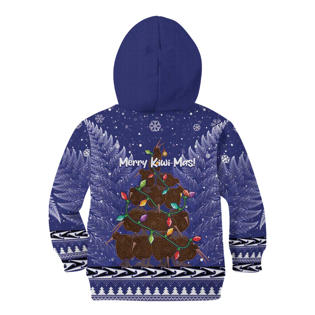 Kiwi New Zealand Christmas Kid Hoodie Meri Kirihimete Silver Fern - Blue Color LT14 - Polynesian Pride