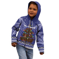 Kiwi New Zealand Christmas Kid Hoodie Meri Kirihimete Silver Fern - Blue Color LT14 - Polynesian Pride