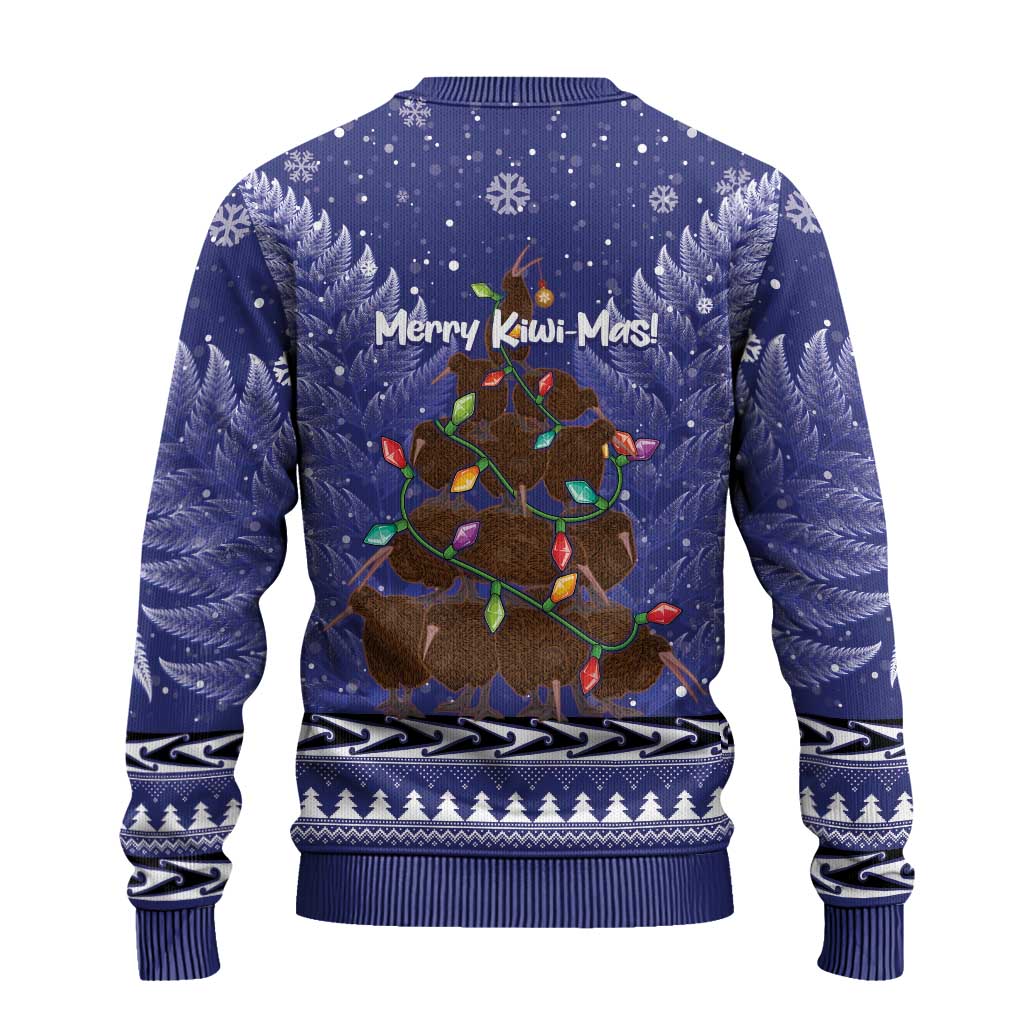 Kiwi New Zealand Christmas Ugly Christmas Sweater Meri Kirihimete Silver Fern - Blue Color LT14 - Polynesian Pride