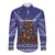 Kiwi New Zealand Christmas Long Sleeve Button Shirt Meri Kirihimete Silver Fern - Blue Color