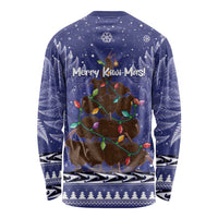 Kiwi New Zealand Christmas Long Sleeve Shirt Meri Kirihimete Silver Fern - Blue Color LT14 - Polynesian Pride