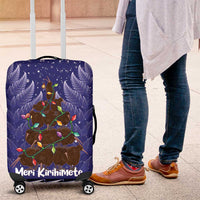 Kiwi New Zealand Christmas Luggage Cover Meri Kirihimete Silver Fern - Blue Color LT14 Blue - Polynesian Pride