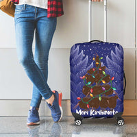 Kiwi New Zealand Christmas Luggage Cover Meri Kirihimete Silver Fern - Blue Color LT14 - Polynesian Pride