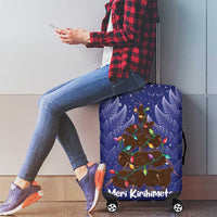 Kiwi New Zealand Christmas Luggage Cover Meri Kirihimete Silver Fern - Blue Color LT14 - Polynesian Pride