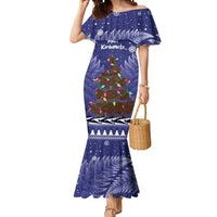 Kiwi New Zealand Christmas Mermaid Dress Meri Kirihimete Silver Fern - Blue Color LT14 Women Blue - Polynesian Pride