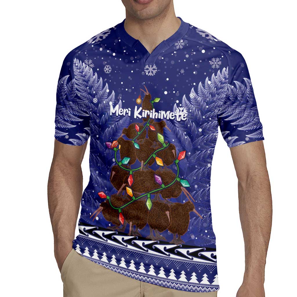 Kiwi New Zealand Christmas Rugby Jersey Meri Kirihimete Silver Fern - Blue Color LT14 - Polynesian Pride