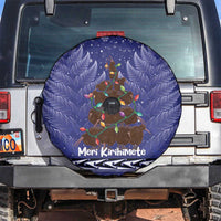 Kiwi New Zealand Christmas Spare Tire Cover Meri Kirihimete Silver Fern - Blue Color LT14 Blue - Polynesian Pride