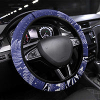Kiwi New Zealand Christmas Steering Wheel Cover Meri Kirihimete Silver Fern - Blue Color LT14 Universal Fit Blue - Polynesian Pride