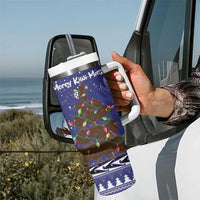 Kiwi New Zealand Christmas Tumbler With Handle Meri Kirihimete Silver Fern - Blue Color LT14 - Polynesian Pride