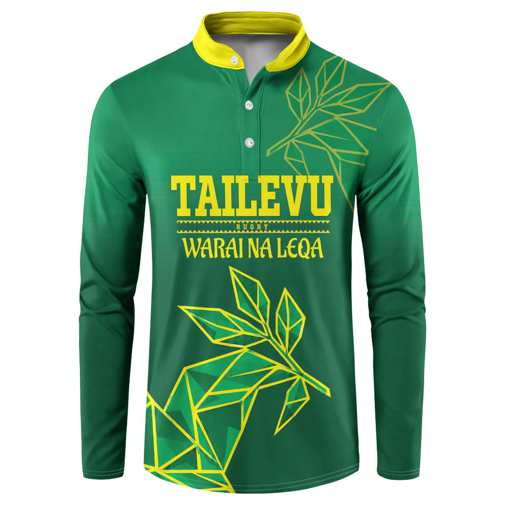 Fiji Tailevu Rugby Custom Button Sweatshirt Warai Na Leqa LT14 Green - Polynesian Pride